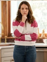 The Four Seasons Tina Fey Striped Pink and White Sweatshirt