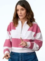 The Four Seasons Tina Fey Striped Sweatshirt Pink and White