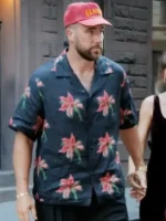 Travis Kelce NY Black Linen Bowling Shirt
