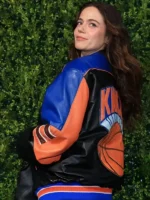 Tribeca Festival Molly Gordon Knicks Oversized Leather Jacket