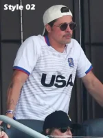 2026 Brad Pitt White USA Shirt
