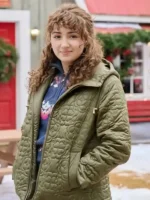 A Dance in the Snow Jenny Puffer Olive Green Hooded Jacket