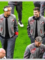 AC Milan Logo Off-White Gray Varsity Jacket