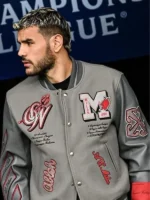 Ac Milan Wool and Leather Varsity Jacket