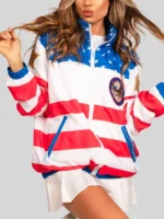 American Flag Windbreaker Zipper Jacket