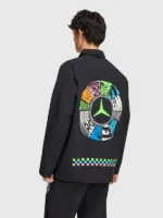 Black Graphic Lights On Adidas Button Jacket