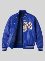 Blue Chrome Hearts Varsity Jacket New York Knicks