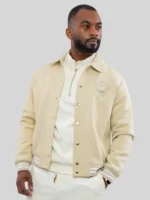 Bogart heritage Beige varsity jacket men's