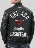 Chicago Bulls Basketball Black Leather Jacket