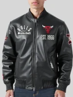 Chicago Bulls Black Leather Jacket
