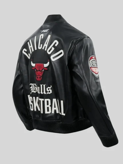 Chicago Bulls Modern Originals Black Leather Jacket men's