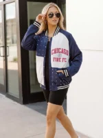 Chicago Fire FC Rhinestone Blue and White Varsity Jacket