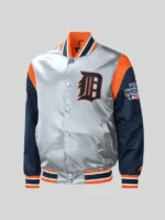 Detroit Tigers Starter Force Play Varsity Satin Jacket Gray