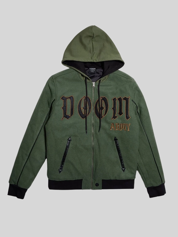 Doctor Doom Army Hooded Varsity Jacket Doctor Doom Army Hooded Varsity Jacket