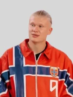 Erling Haaland Norway Red Leather Jacket
