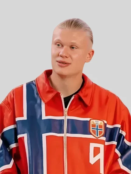 Erling Haaland Norway Red Leather Jacket