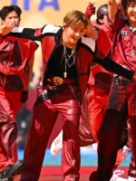 FIFA World Cup Final Halftime Show Kim Taehyung Red Leather Jacket
