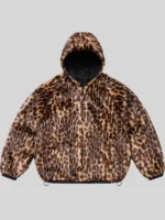 Faux Fur Reversible Hooded Jacket Black