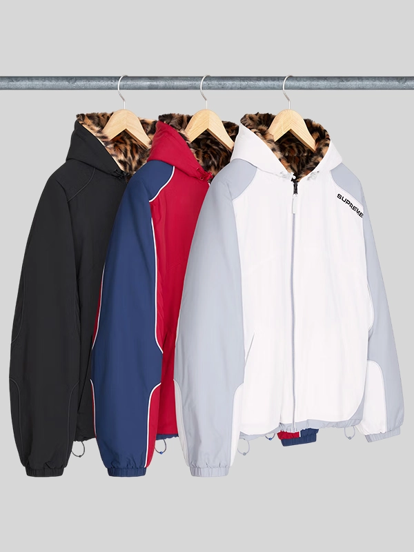 Faux Fur Reversible Hooded Track Jacket Faux Fur Reversible Hooded Track Jacket