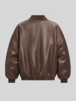 Faux Leather Women’s Oversized Bomber Jacket