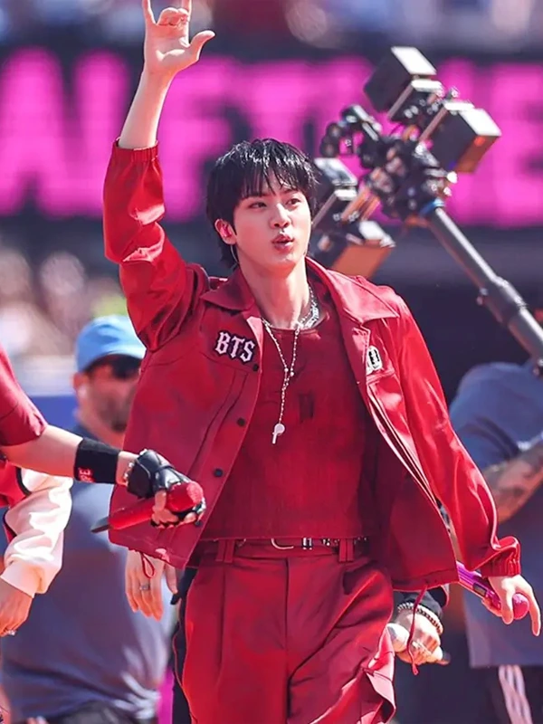 Fifa Final 2026 Kim Seok-jin Red Leather Jacket Fifa Final 2026 Kim Seok-jin Red Leather Jacket