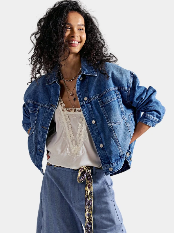 Free People Opal Swing Denim Jacket Blue Free People Opal Swing Denim Jacket Blue