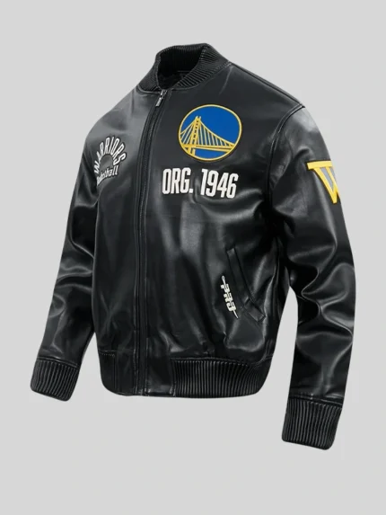 Golden State Warriors NBA basketbal Black Leather Jacket