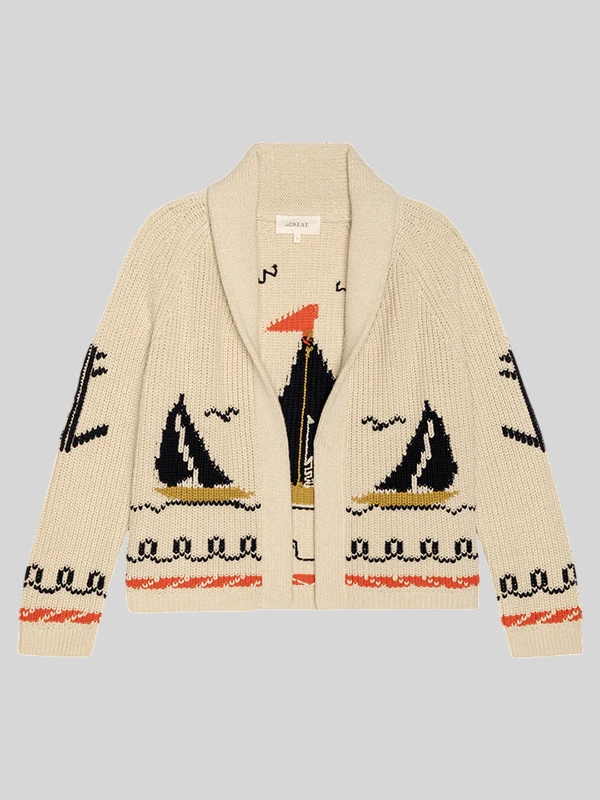 Great Horse Sailboat Lodge Beige cardigan Great Horse Sailboat Lodge Beige cardigan