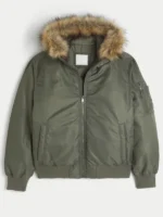 Hollister Faux Fur Hooded Bomber Jacket