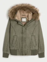 Hollister Faux Fur-Lined Hooded Bomber Jacket