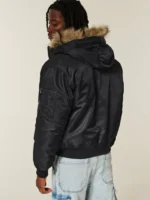 Hollister Faux Fur Satin Bomber Jacket