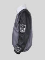 Jeff Hamilton Raiders Vegan Grey and black Leather Jacket