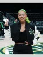 Kayce Kirihara WNBA Seattle Storm Team Black And White Cropped Jacket