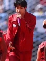 Kim Seok-jin FIFA World Cup Final Halftime Show Red Leather Jacket