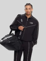 L-AB Diagonal OFF-WHITE Zip-Up Track Jacket – Black
