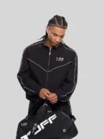 L-AB Diagonal Track Jacket in BLACK for Men