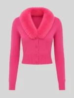 Lexi Minetree Pink Fur Collar Cardigan