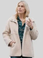 Marshals 2026 Ellyn Jameson Beige Shearling Suede Leather Jacket