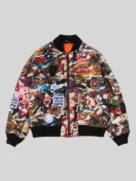 Men hybrid camo multi badge padded ma 1 jacket