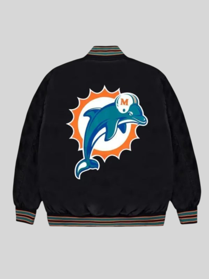 Miami Dolphins Aqua Black Bomber Jacket