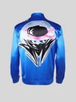 Mortal Kombat 2 Johnny Cage 2026 JC Logo And Graphic Back Blue Satin Color Block Bomber Track Jacket
