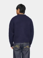 Mutimer Shaggy Mohair Knit Sweater Navy