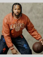New York Knicks Orange Leather Jacket Chrome Hearts