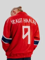 Norway Erling Haaland 2026 Red Leather Jacket