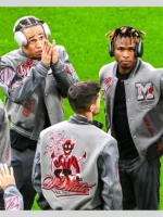 OFF White X Ac Milan Grey Varsity Jacket