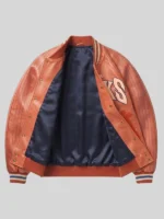 Orange Chrome Hearts Varsity Jacket New York Knicks
