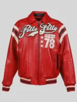 Pelle Pelle Encrusted Red Leather Company 78 Varsity Jacket