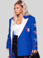 Philadelphia 76ers Savannah James Blue Double Breasted Blazer