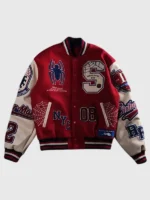 Protector Of NYC Letterman Varsity Jacket in Red Sand