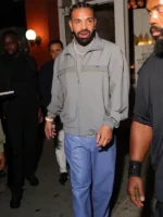 Rapper Drake New York City Prada Mohair Grey Wool Track Jacket